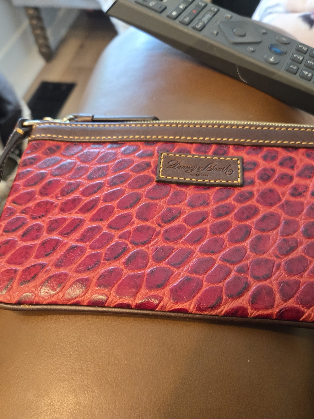 Dooney & Bourke Red Textured Leather Wristlet